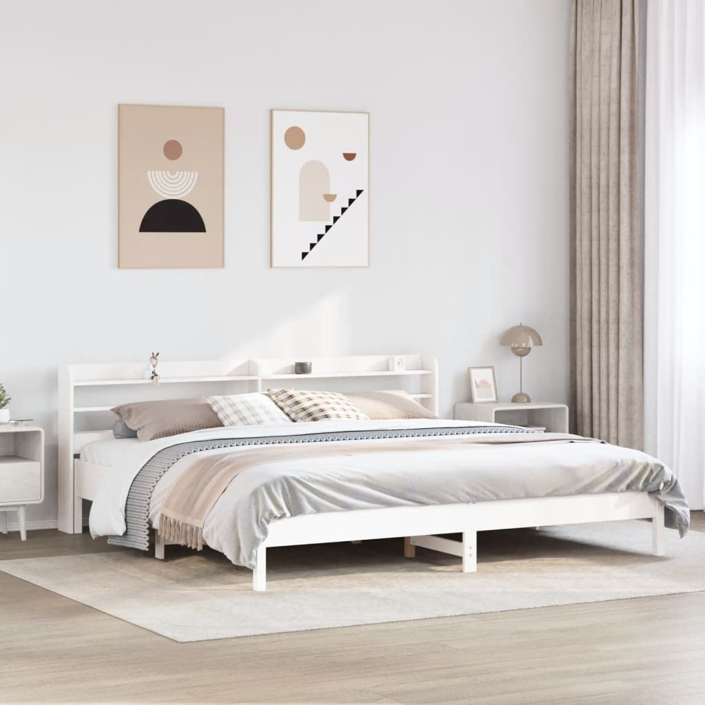 Bedframe zonder matras massief grenenhout wit 200x200 cm is nu te koop bij PeponiXL, paradijselijk wonen!