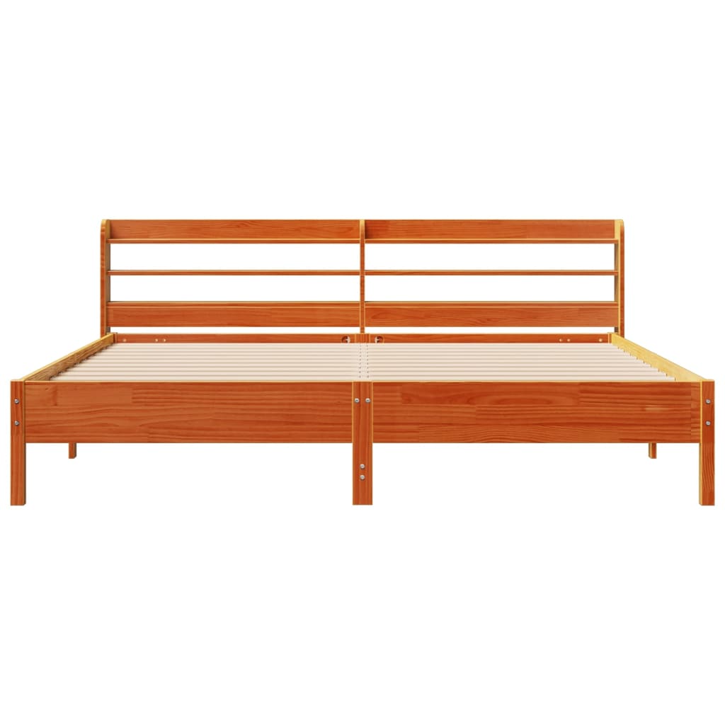 Bedframe zonder matras massief grenenhout wasbruin 200x200 cm is nu te koop bij PeponiXL, paradijselijk wonen!