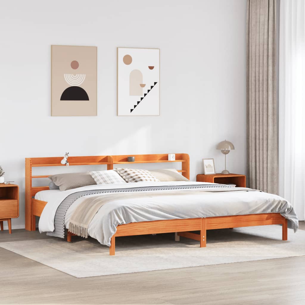 Bedframe zonder matras massief grenenhout wasbruin 200x200 cm is nu te koop bij PeponiXL, paradijselijk wonen!