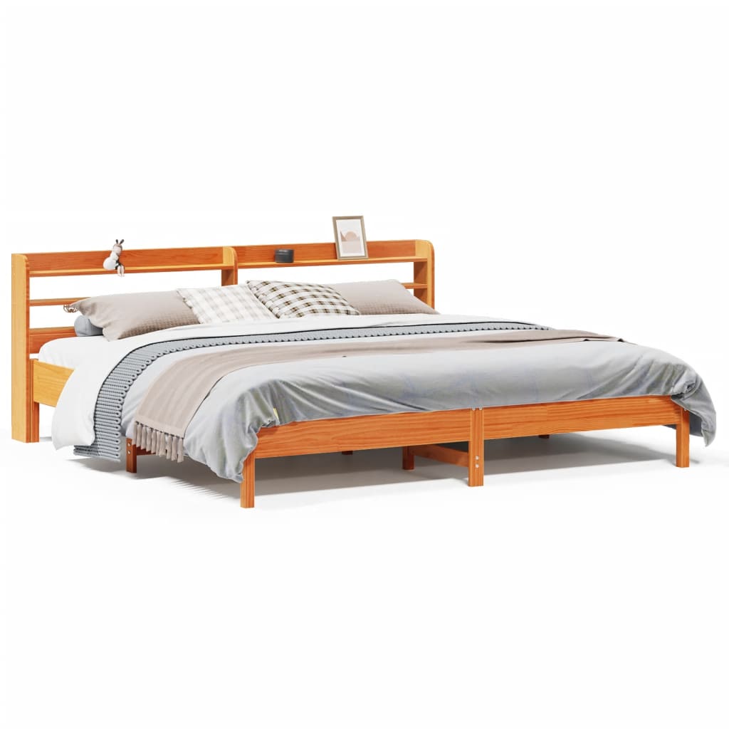 Bedframe zonder matras massief grenenhout wasbruin 180x200 cm is nu te koop bij PeponiXL, paradijselijk wonen!