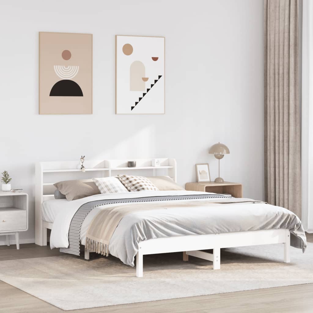Bedframe zonder matras massief grenenhout wit 150x200 cm is nu te koop bij PeponiXL, paradijselijk wonen!