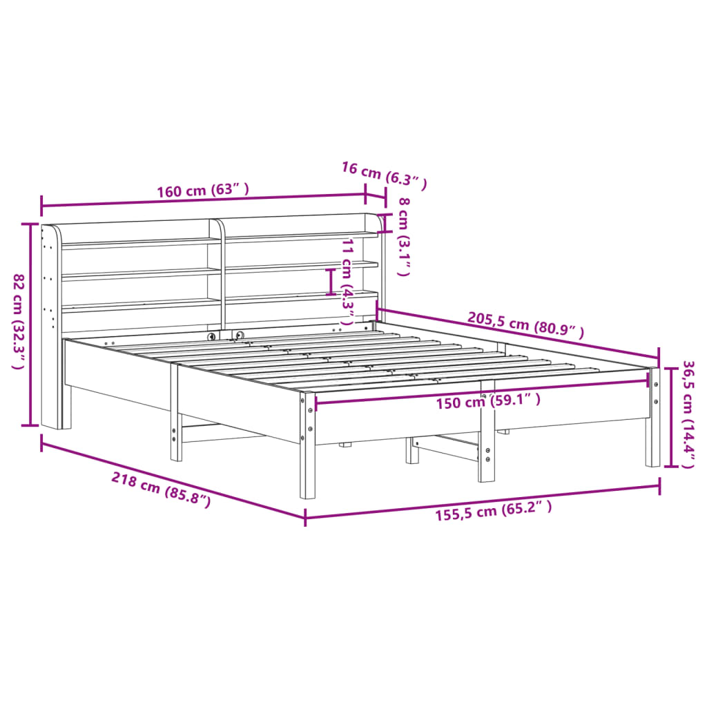 Bedframe zonder matras massief grenenhout wasbruin 150x200 cm is nu te koop bij PeponiXL, paradijselijk wonen!