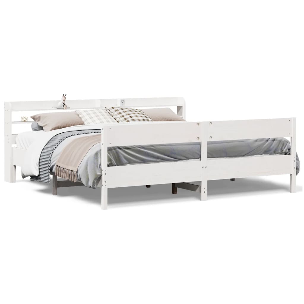 Bedframe zonder matras massief grenenhout wit 200x200 cm is nu te koop bij PeponiXL, paradijselijk wonen!