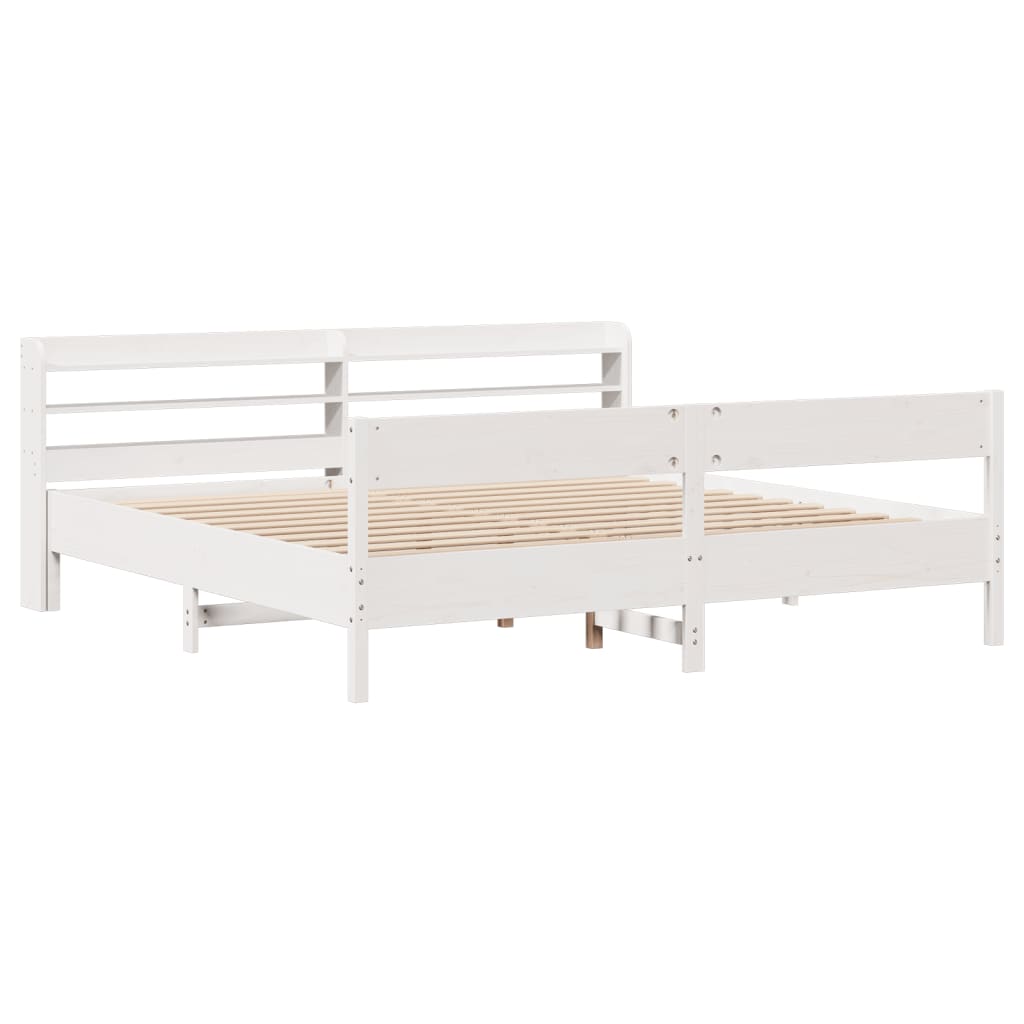Bedframe zonder matras massief grenenhout wit 200x200 cm is nu te koop bij PeponiXL, paradijselijk wonen!