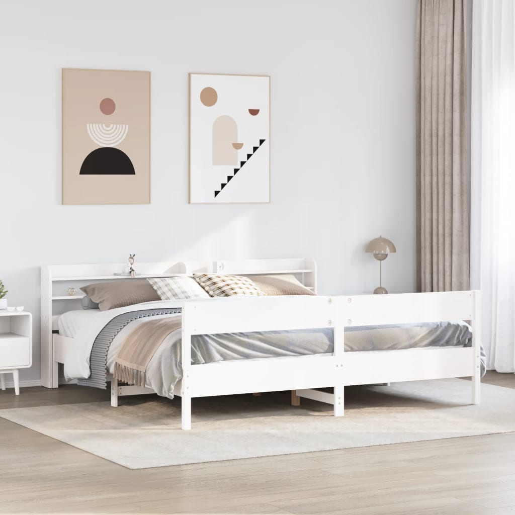 Bedframe zonder matras massief grenenhout wit 200x200 cm is nu te koop bij PeponiXL, paradijselijk wonen!