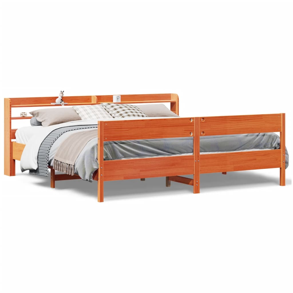 Bedframe zonder matras massief grenenhout wasbruin 200x200 cm is nu te koop bij PeponiXL, paradijselijk wonen!