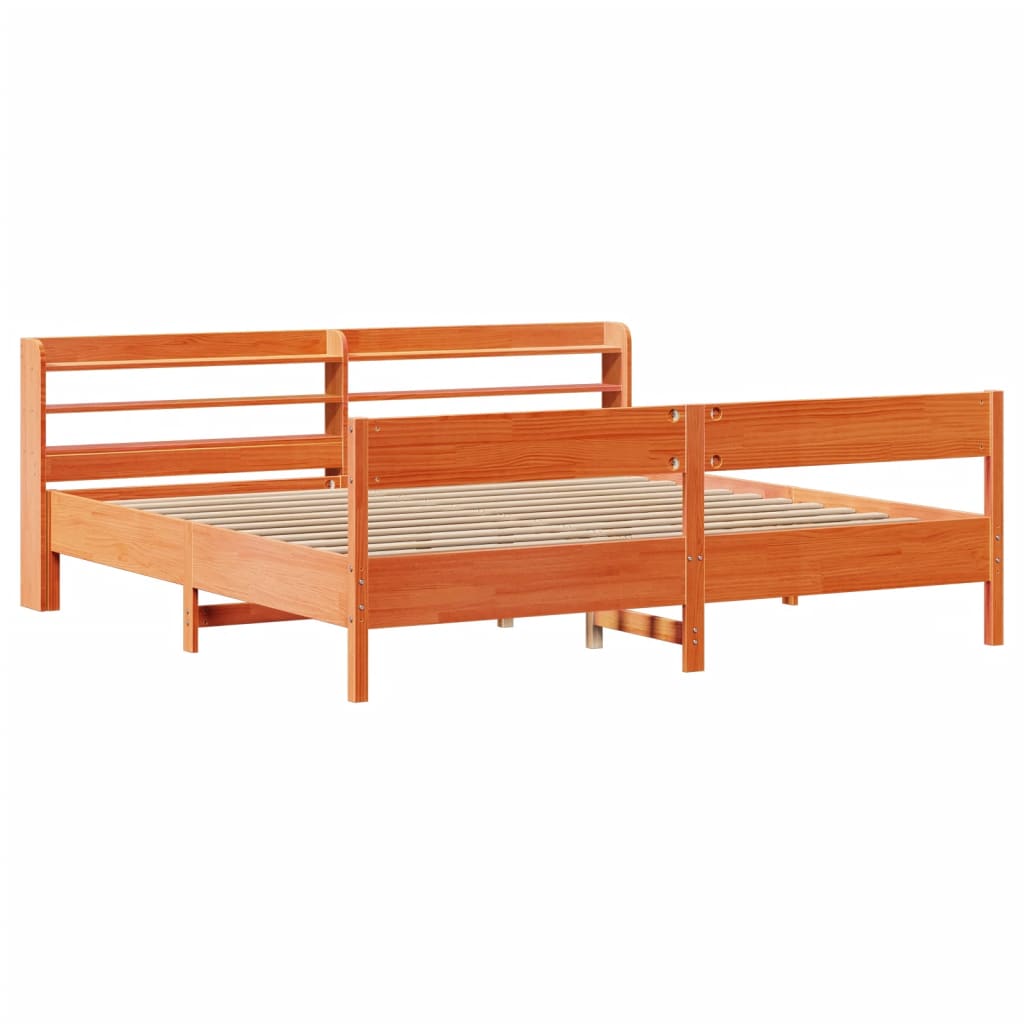 Bedframe zonder matras massief grenenhout wasbruin 200x200 cm is nu te koop bij PeponiXL, paradijselijk wonen!