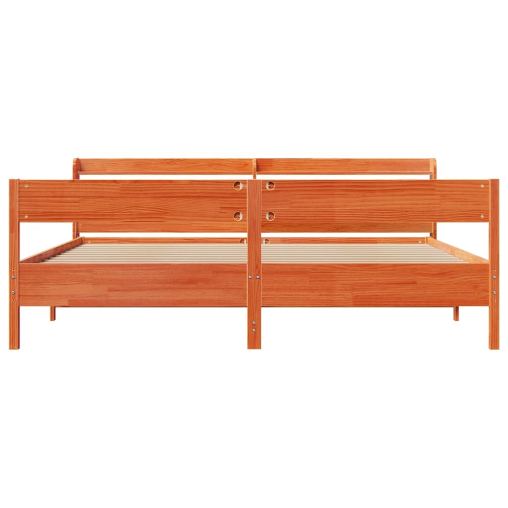 Bedframe zonder matras massief grenenhout wasbruin 200x200 cm is nu te koop bij PeponiXL, paradijselijk wonen!