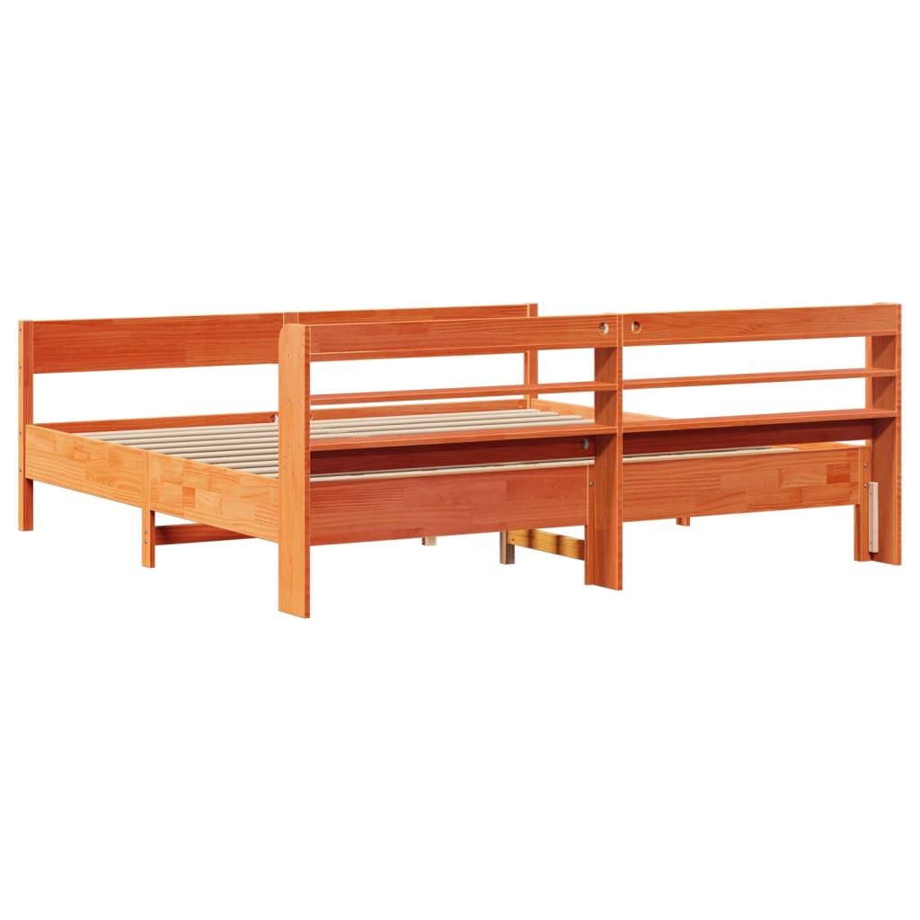 Bedframe zonder matras massief grenenhout wasbruin 200x200 cm is nu te koop bij PeponiXL, paradijselijk wonen!