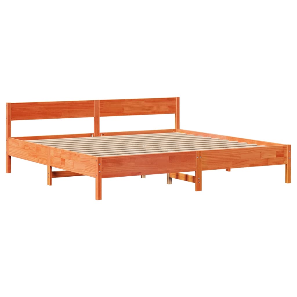Bedframe zonder matras massief grenenhout wasbruin 200x200 cm is nu te koop bij PeponiXL, paradijselijk wonen!