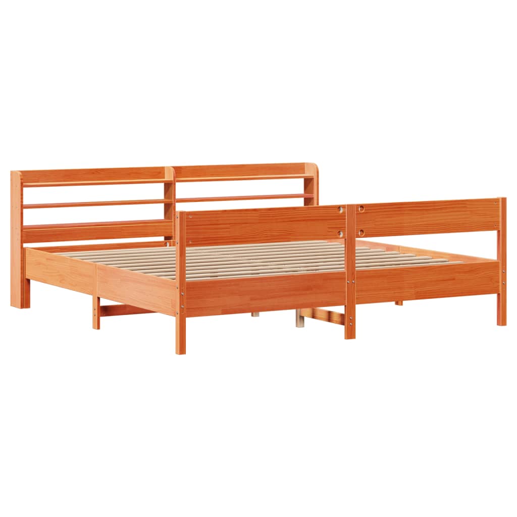 Bedframe zonder matras massief grenenhout wasbruin 180x200 cm is nu te koop bij PeponiXL, paradijselijk wonen!