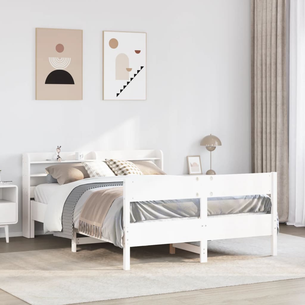 Bedframe zonder matras massief grenenhout wit 150x200 cm is nu te koop bij PeponiXL, paradijselijk wonen!