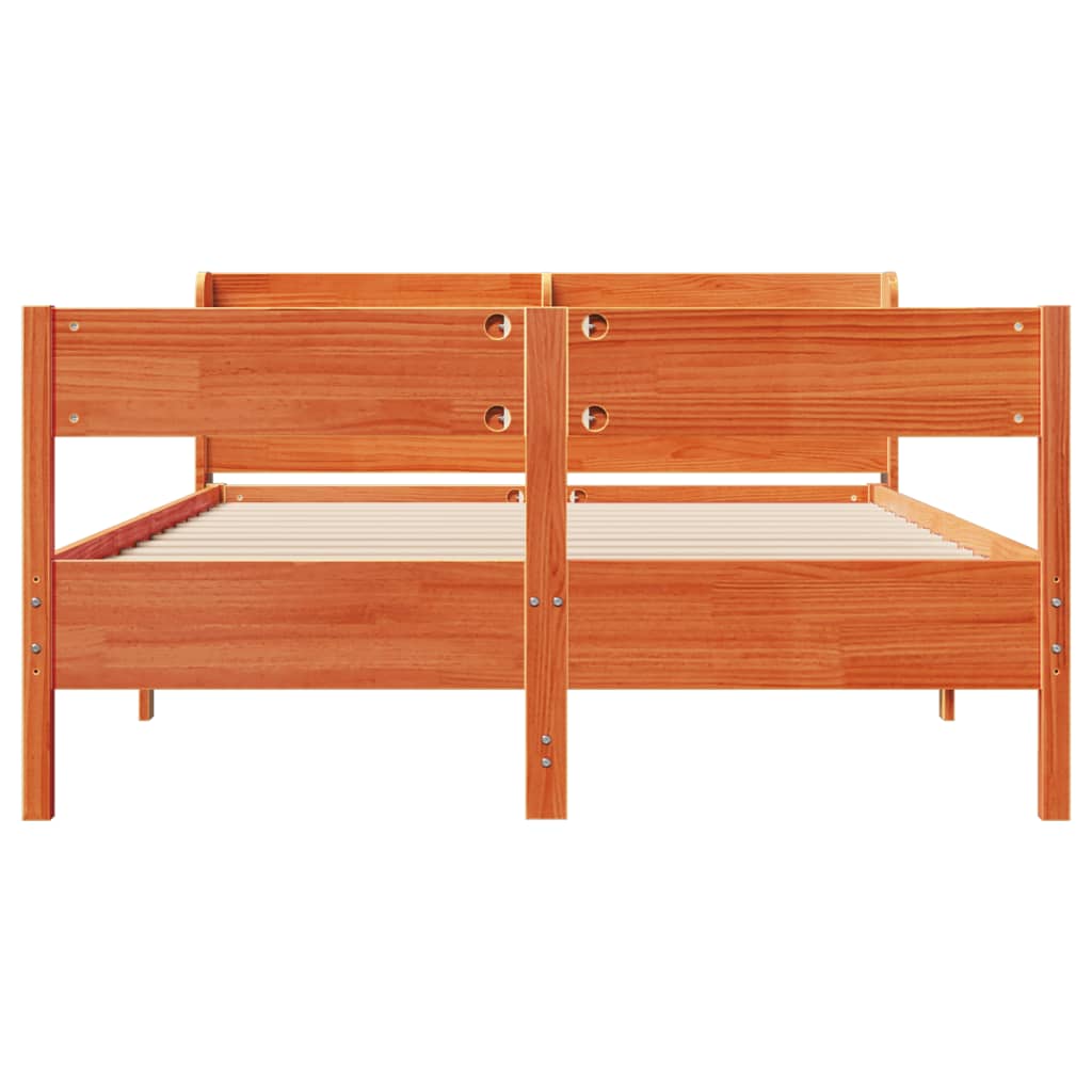 Bedframe zonder matras massief grenenhout wasbruin 150x200 cm is nu te koop bij PeponiXL, paradijselijk wonen!