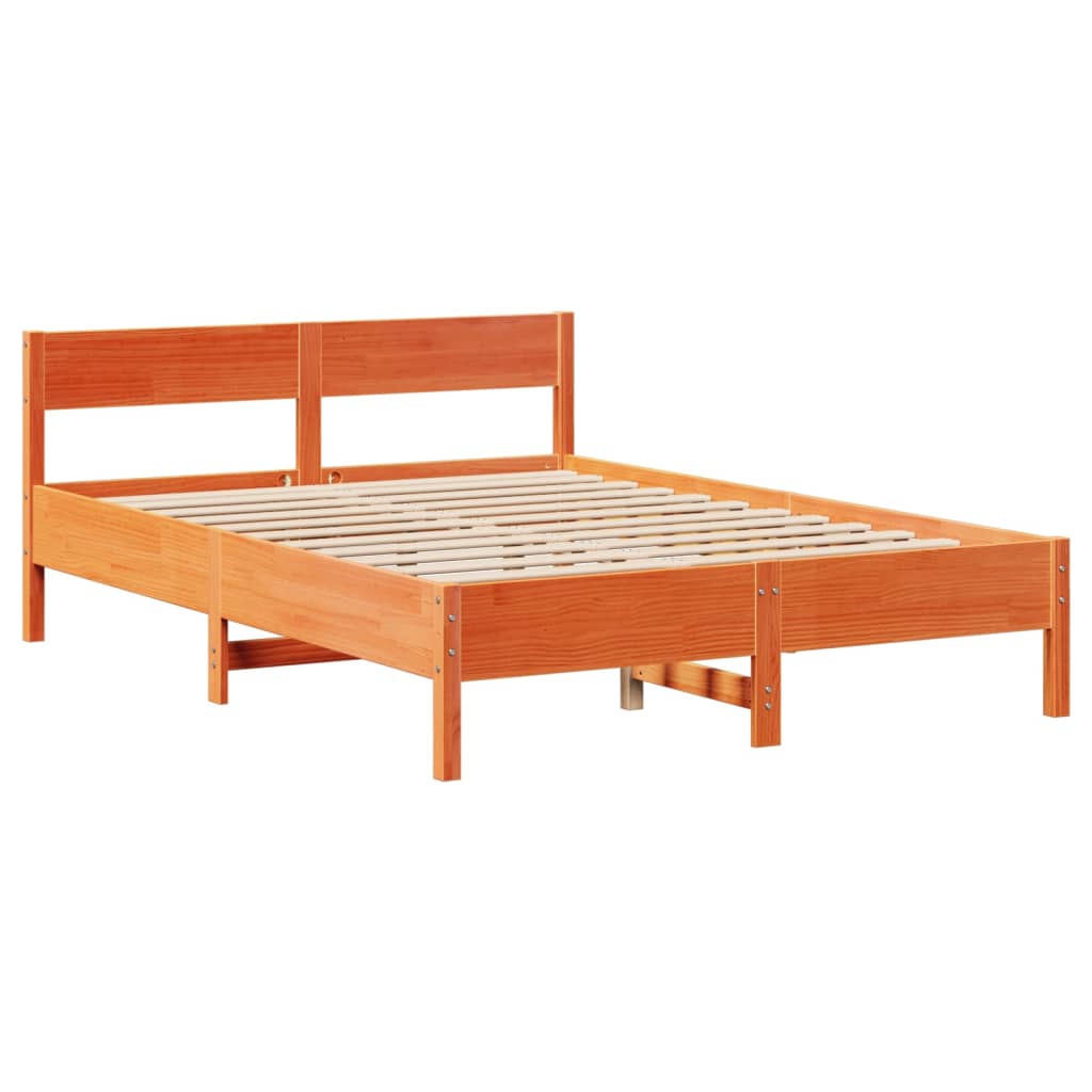 Bedframe zonder matras massief grenenhout wasbruin 140x200 cm is nu te koop bij PeponiXL, paradijselijk wonen!