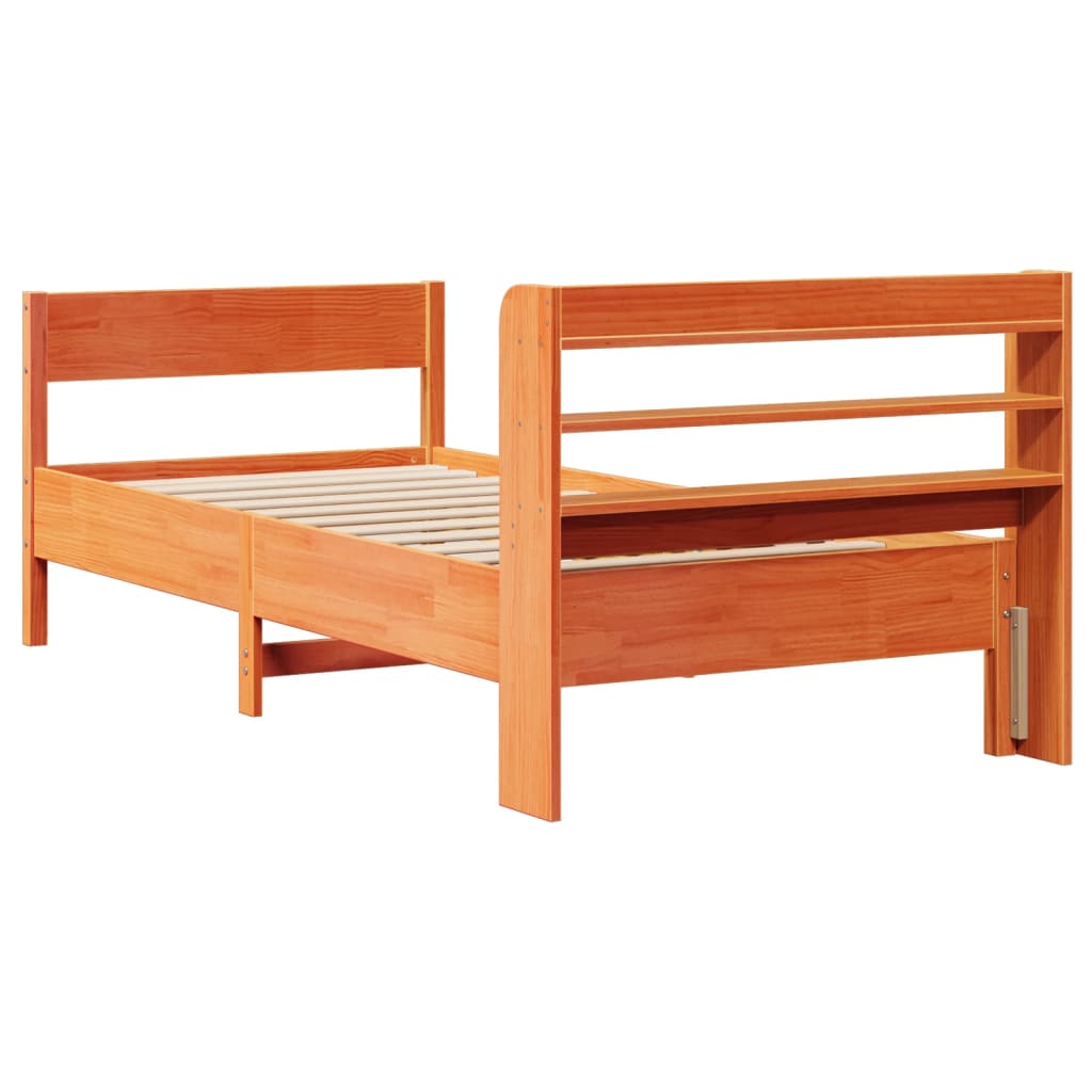 Bedframe zonder matras massief grenenhout wasbruin 100x200 cm is nu te koop bij PeponiXL, paradijselijk wonen!