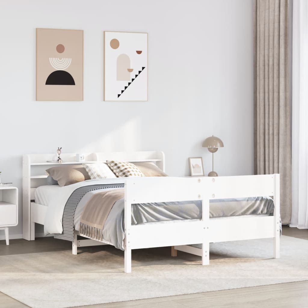 Bedframe zonder matras massief grenenhout wit 135x190 cm is nu te koop bij PeponiXL, paradijselijk wonen!