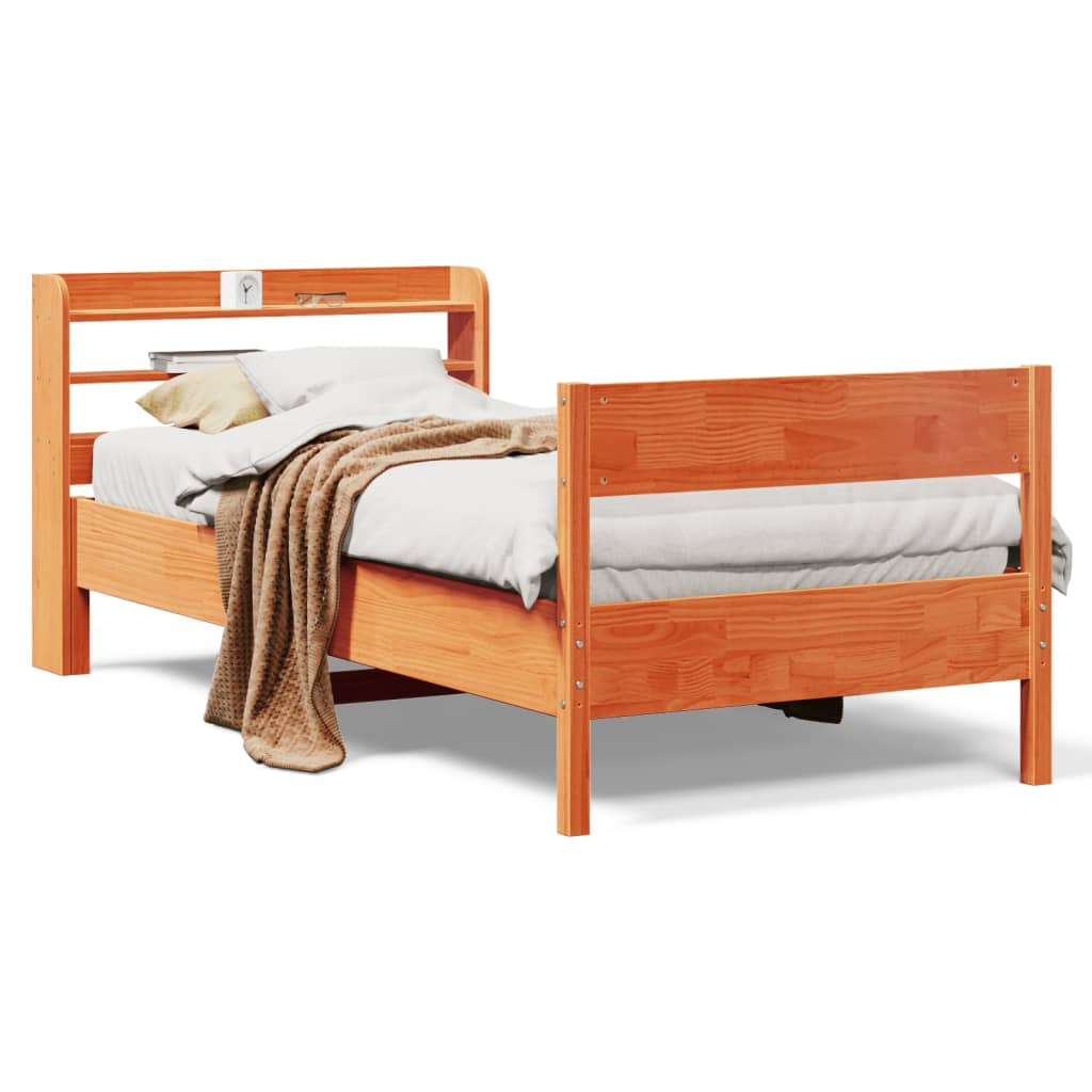 Bedframe zonder matras massief grenenhout wasbruin 75x190 cm is nu te koop bij PeponiXL, paradijselijk wonen!