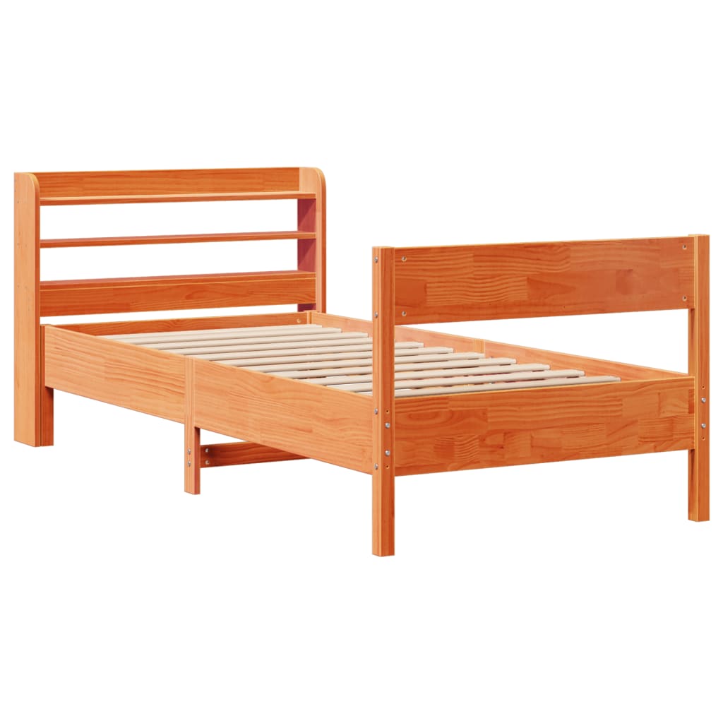 Bedframe zonder matras massief grenenhout wasbruin 75x190 cm is nu te koop bij PeponiXL, paradijselijk wonen!
