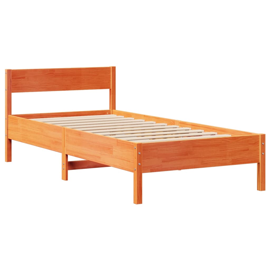 Bedframe zonder matras massief grenenhout wasbruin 75x190 cm is nu te koop bij PeponiXL, paradijselijk wonen!