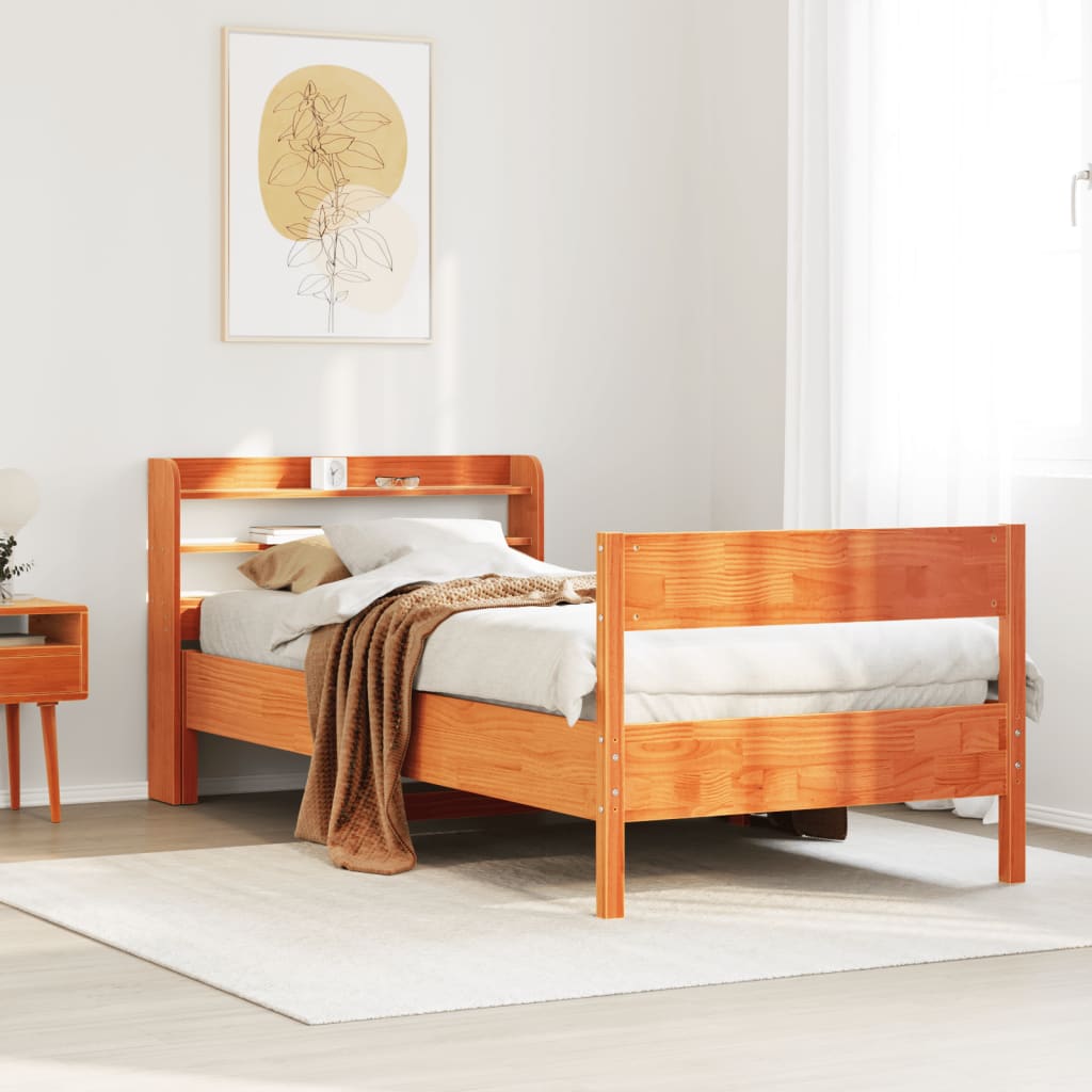 Bedframe zonder matras massief grenenhout wasbruin 75x190 cm is nu te koop bij PeponiXL, paradijselijk wonen!