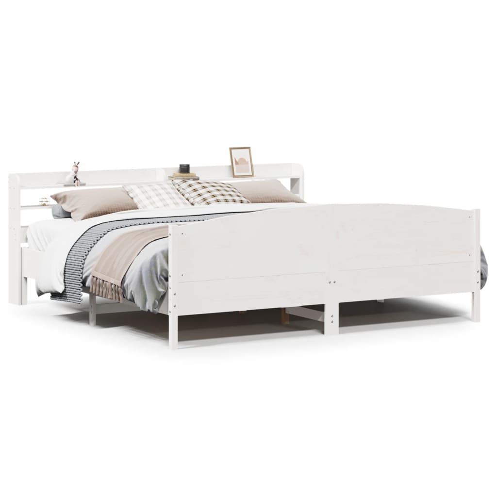 Bedframe zonder matras massief grenenhout wit 200x200 cm is nu te koop bij PeponiXL, paradijselijk wonen!