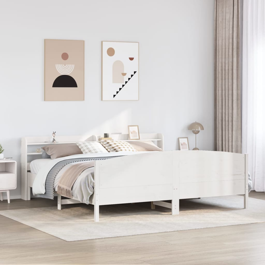 Bedframe zonder matras massief grenenhout wit 200x200 cm is nu te koop bij PeponiXL, paradijselijk wonen!