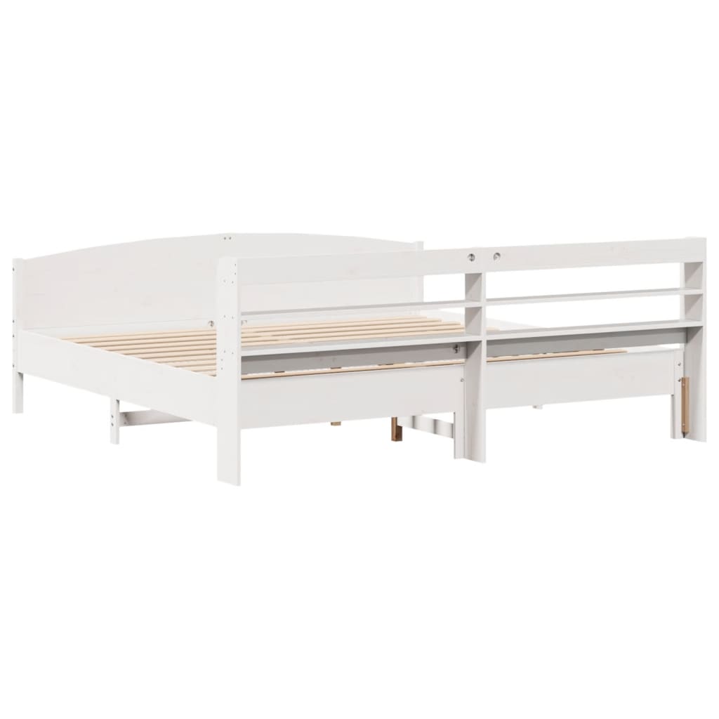 Bedframe zonder matras massief grenenhout wit 200x200 cm is nu te koop bij PeponiXL, paradijselijk wonen!