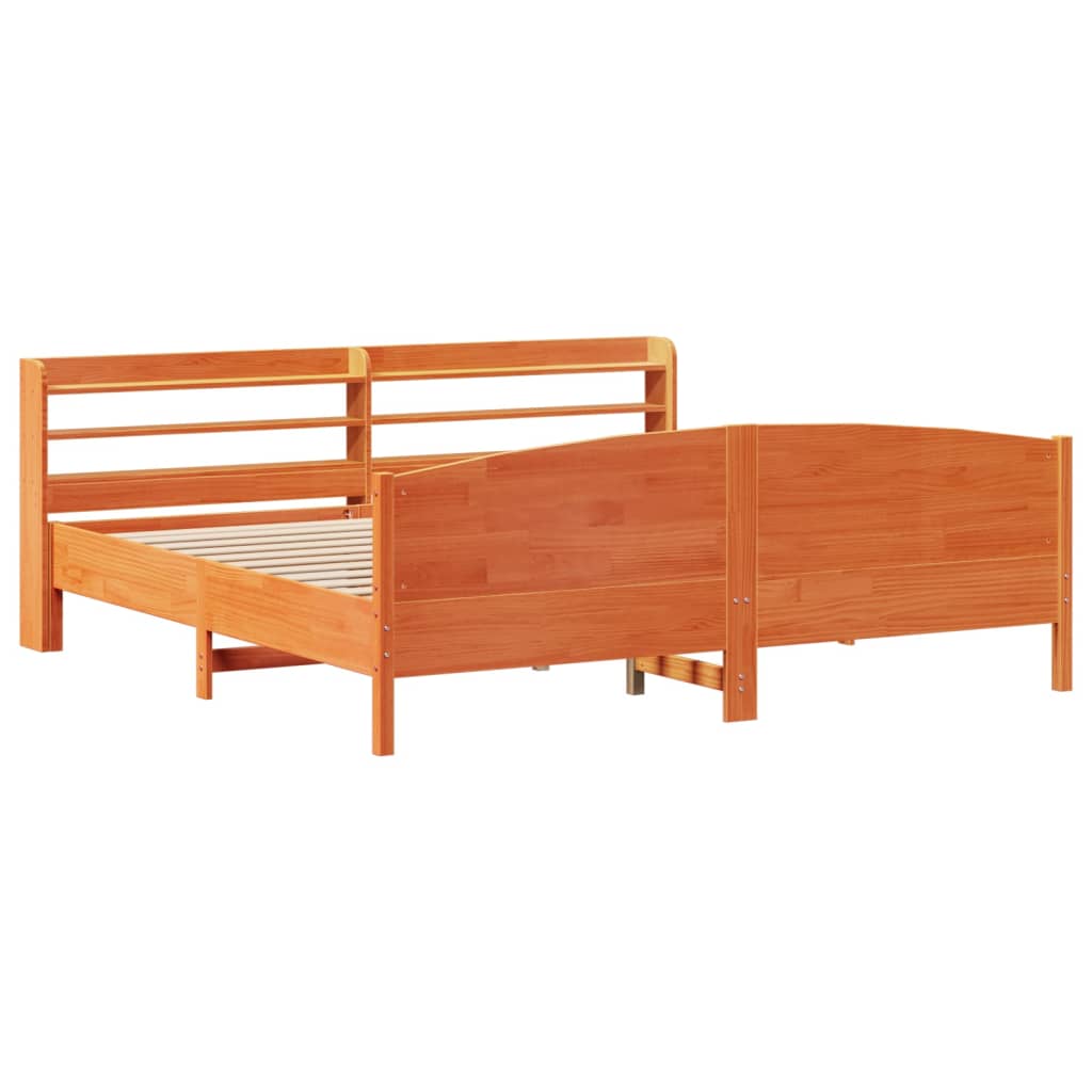 Bedframe zonder matras massief grenenhout wasbruin 200x200 cm is nu te koop bij PeponiXL, paradijselijk wonen!