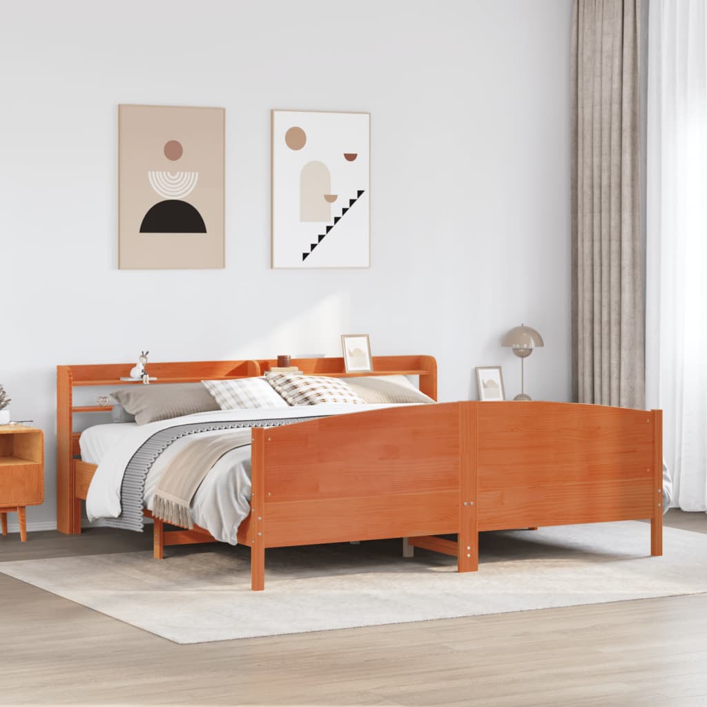 Bedframe zonder matras massief grenenhout wasbruin 200x200 cm is nu te koop bij PeponiXL, paradijselijk wonen!