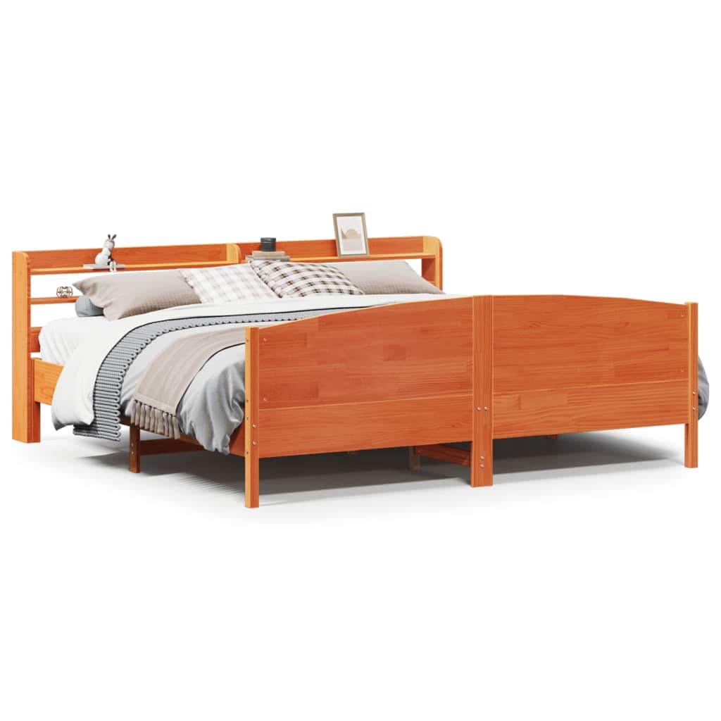 Bedframe zonder matras massief grenenhout wasbruin 180x200 cm is nu te koop bij PeponiXL, paradijselijk wonen!