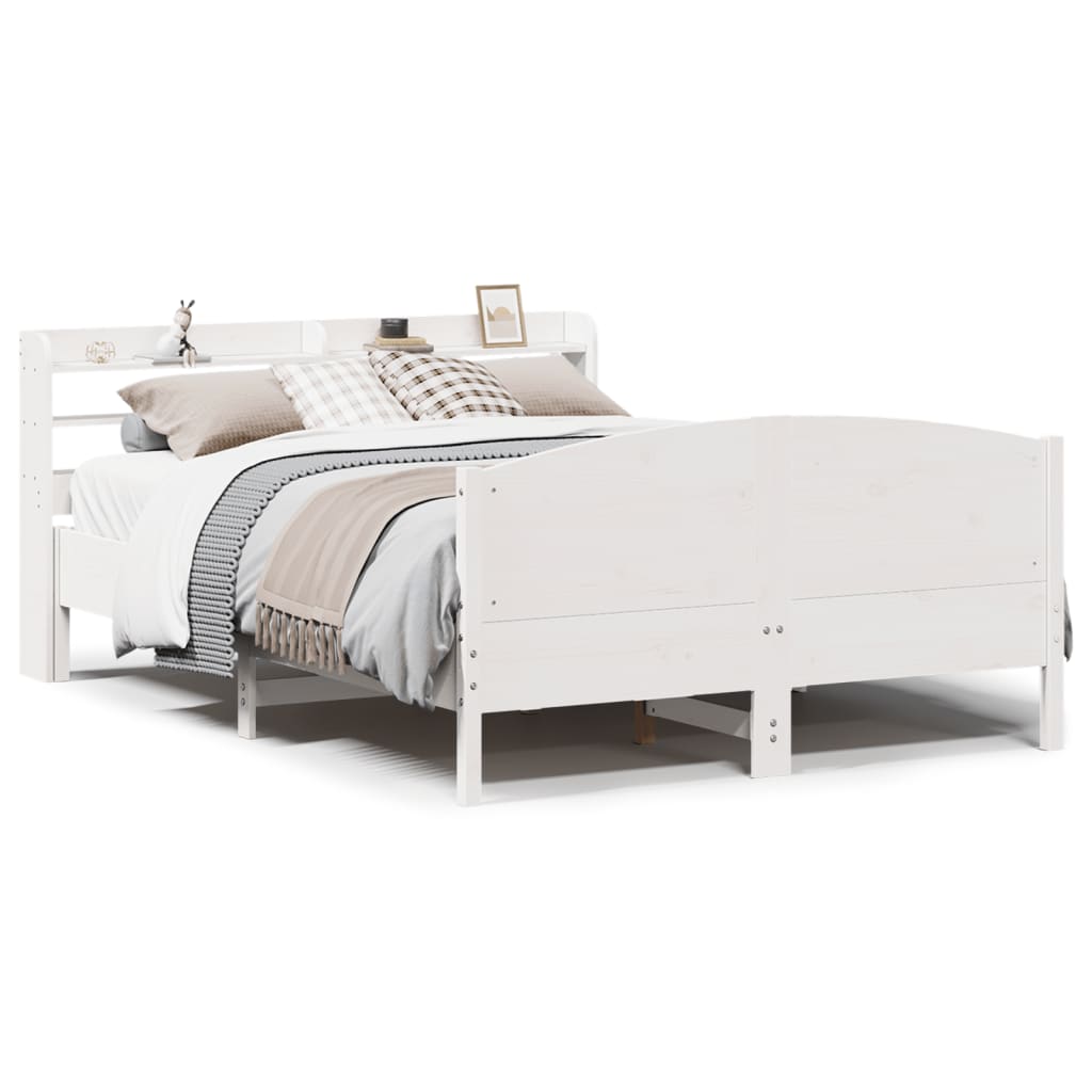 Bedframe zonder matras massief grenenhout wit 135x190 cm is nu te koop bij PeponiXL, paradijselijk wonen!