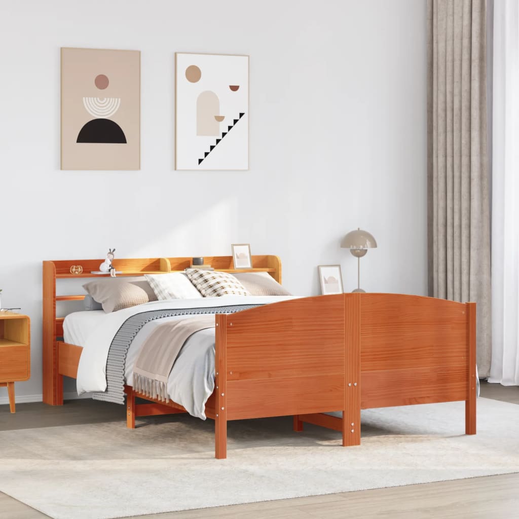Bedframe zonder matras massief grenenhout wasbruin 135x190 cm is nu te koop bij PeponiXL, paradijselijk wonen!