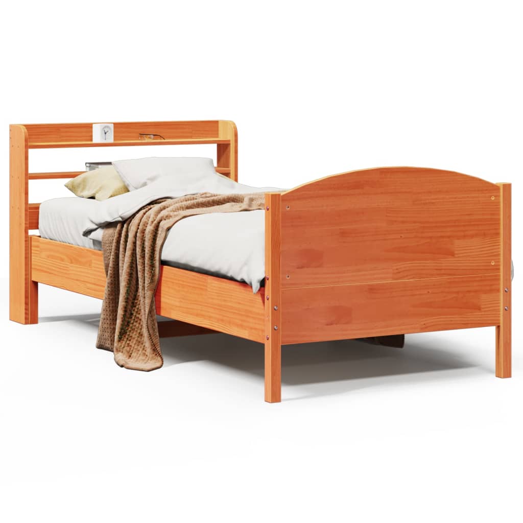 Bedframe zonder matras massief grenenhout wasbruin 100x200 cm is nu te koop bij PeponiXL, paradijselijk wonen!