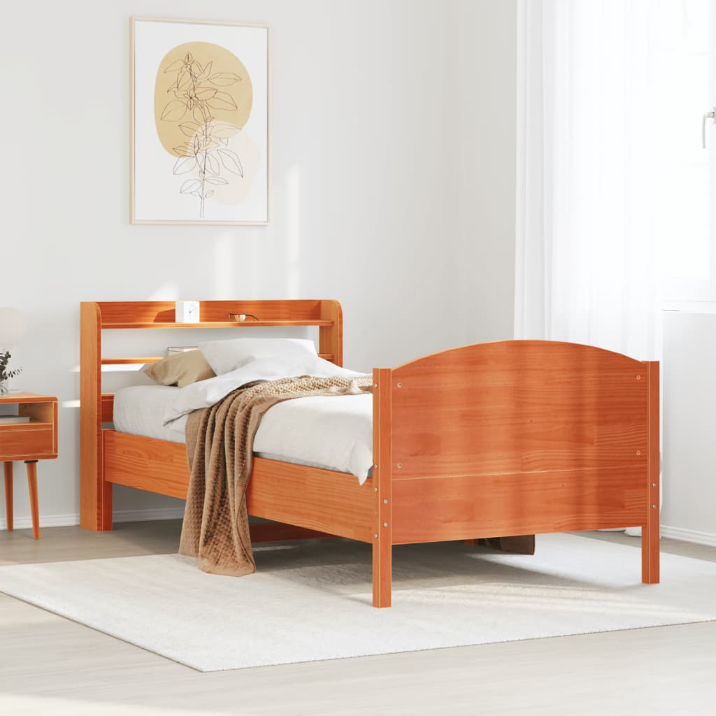 Bedframe zonder matras massief grenenhout wasbruin 75x190 cm is nu te koop bij PeponiXL, paradijselijk wonen!