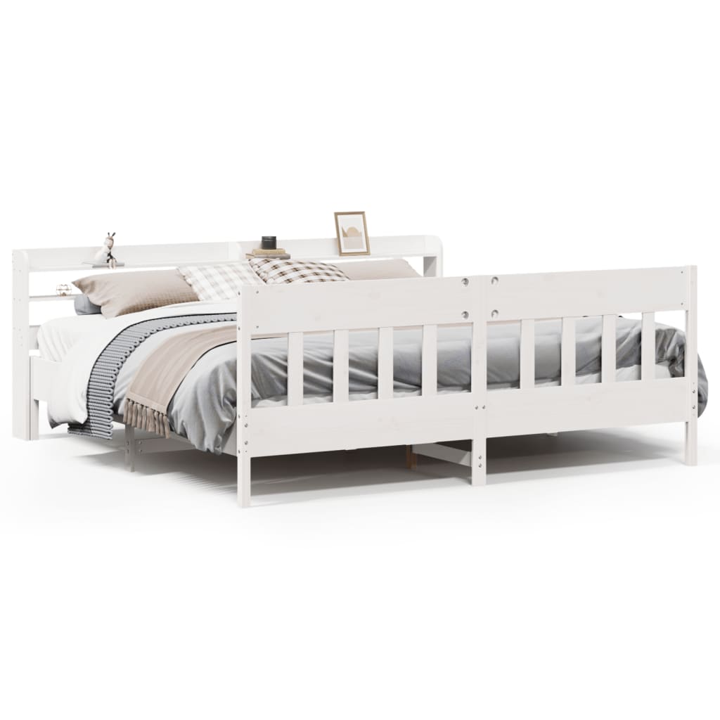 Bedframe zonder matras massief grenenhout wit 200x200 cm is nu te koop bij PeponiXL, paradijselijk wonen!