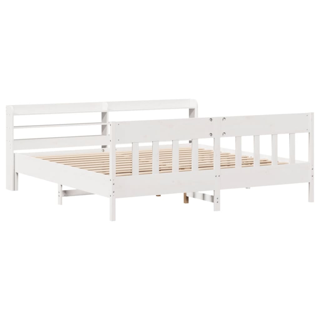Bedframe zonder matras massief grenenhout wit 200x200 cm is nu te koop bij PeponiXL, paradijselijk wonen!