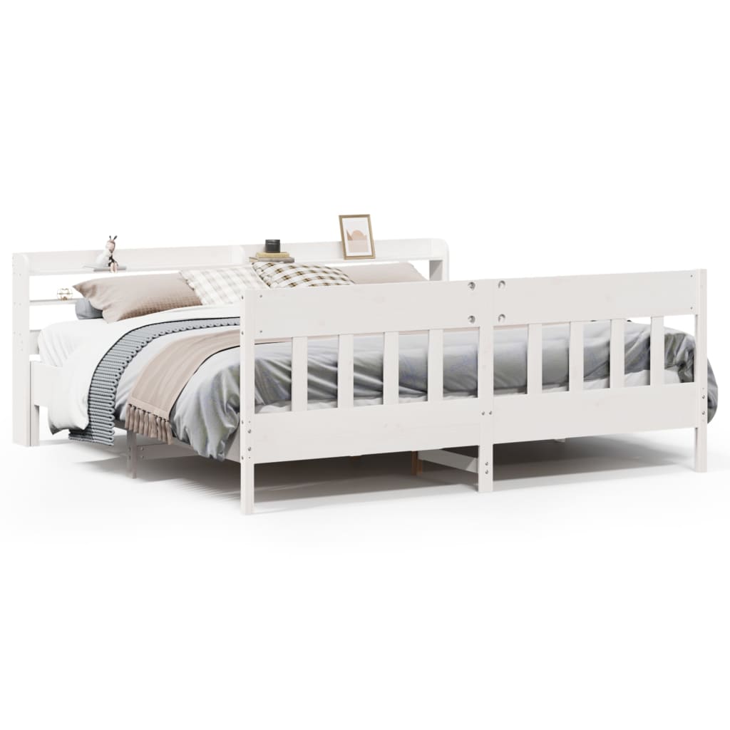 Bedframe zonder matras massief grenenhout wit 200x200 cm is nu te koop bij PeponiXL, paradijselijk wonen!