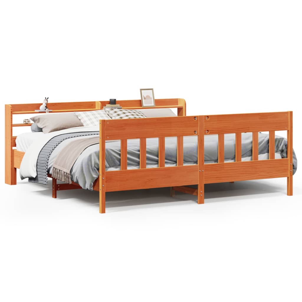 Bedframe zonder matras massief grenenhout wasbruin 200x200 cm is nu te koop bij PeponiXL, paradijselijk wonen!