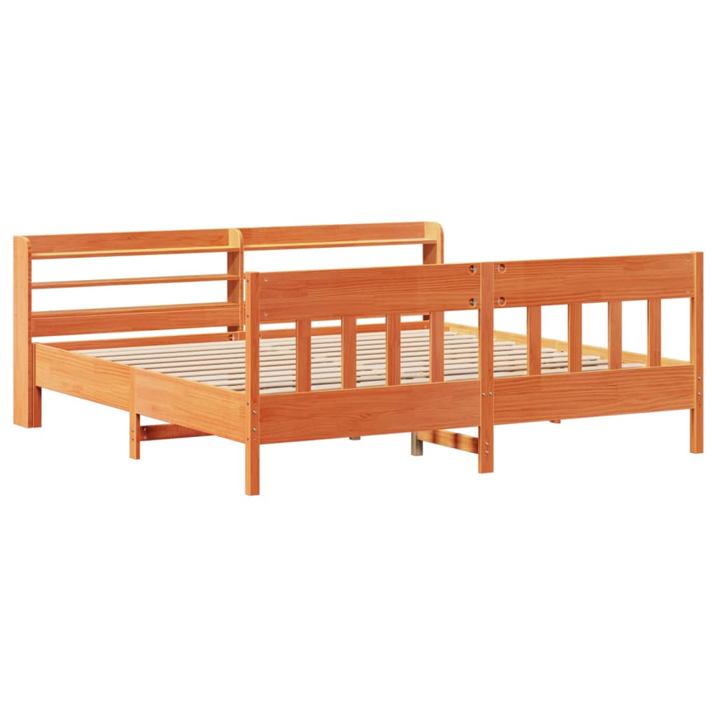 Bedframe zonder matras massief grenenhout wasbruin 200x200 cm is nu te koop bij PeponiXL, paradijselijk wonen!