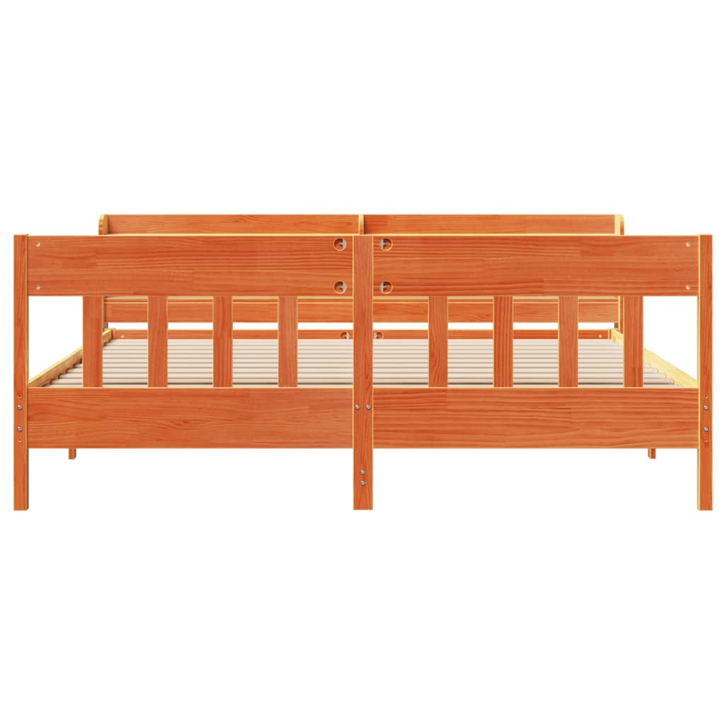 Bedframe zonder matras massief grenenhout wasbruin 200x200 cm is nu te koop bij PeponiXL, paradijselijk wonen!