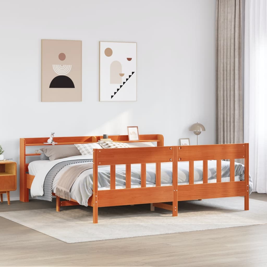 Bedframe zonder matras massief grenenhout wasbruin 180x200 cm is nu te koop bij PeponiXL, paradijselijk wonen!