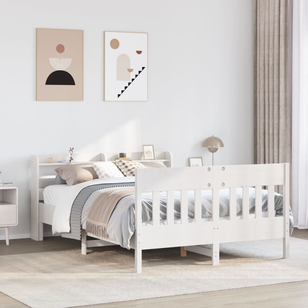 Bedframe zonder matras massief grenenhout wit 150x200 cm is nu te koop bij PeponiXL, paradijselijk wonen!