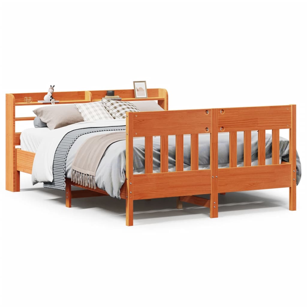 Bedframe zonder matras massief grenenhout wasbruin 140x200 cm is nu te koop bij PeponiXL, paradijselijk wonen!