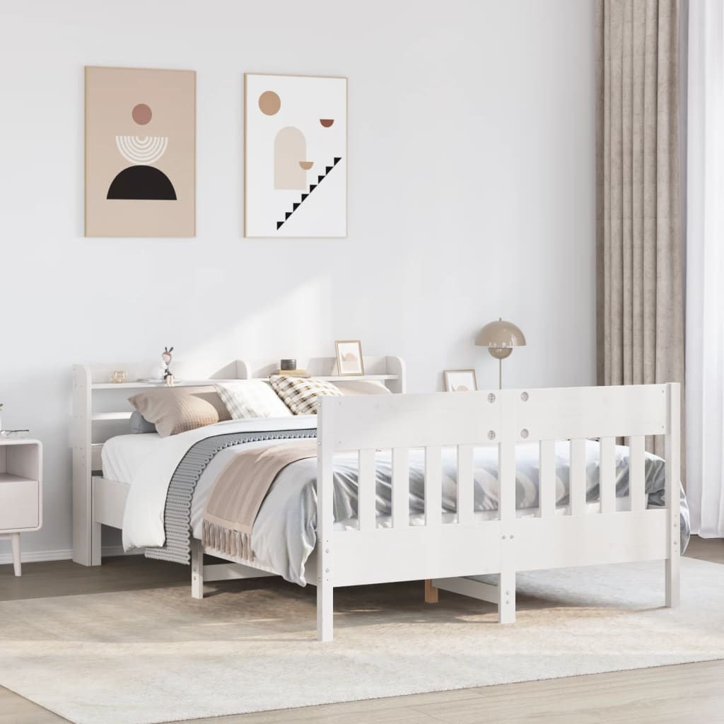 Bedframe zonder matras massief grenenhout wit 135x190 cm is nu te koop bij PeponiXL, paradijselijk wonen!