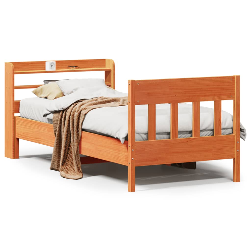 Bedframe zonder matras massief grenenhout wasbruin 75x190 cm is nu te koop bij PeponiXL, paradijselijk wonen!