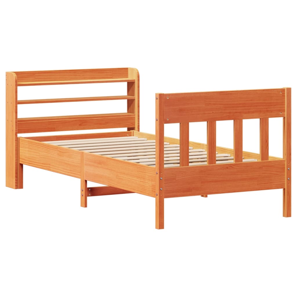 Bedframe zonder matras massief grenenhout wasbruin 75x190 cm is nu te koop bij PeponiXL, paradijselijk wonen!
