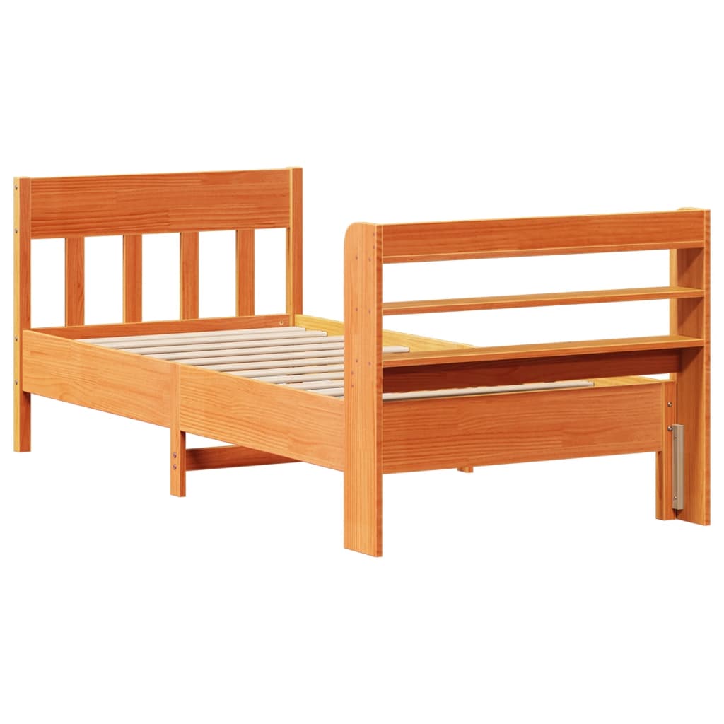 Bedframe zonder matras massief grenenhout wasbruin 75x190 cm is nu te koop bij PeponiXL, paradijselijk wonen!