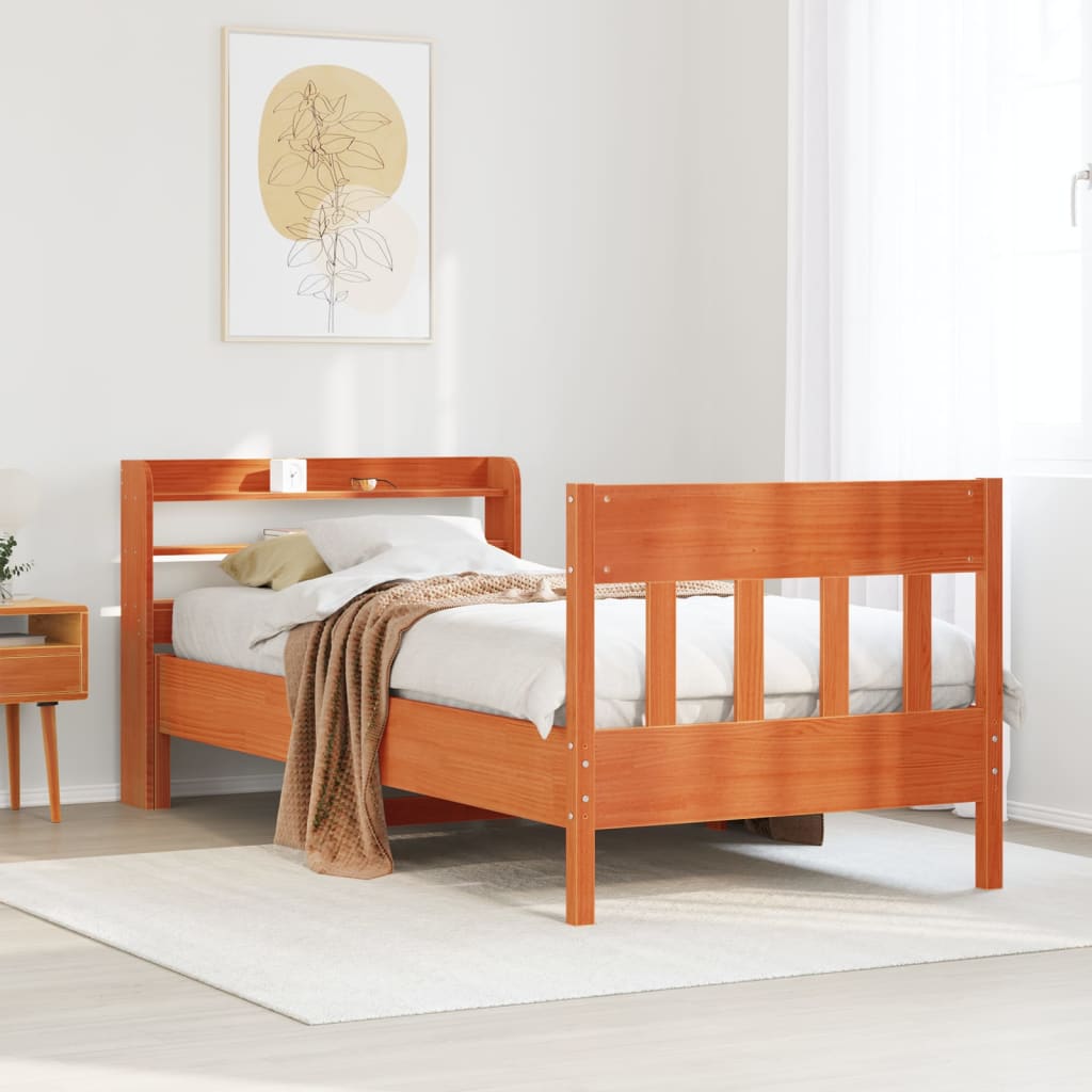 Bedframe zonder matras massief grenenhout wasbruin 75x190 cm is nu te koop bij PeponiXL, paradijselijk wonen!