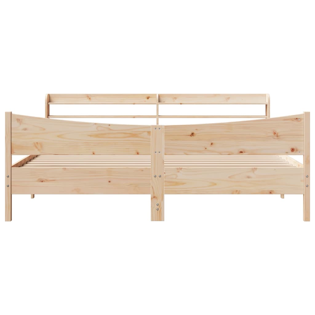 Bedframe met hoofdbord massief grenenhout 200x200 cm is nu te koop bij PeponiXL, paradijselijk wonen!