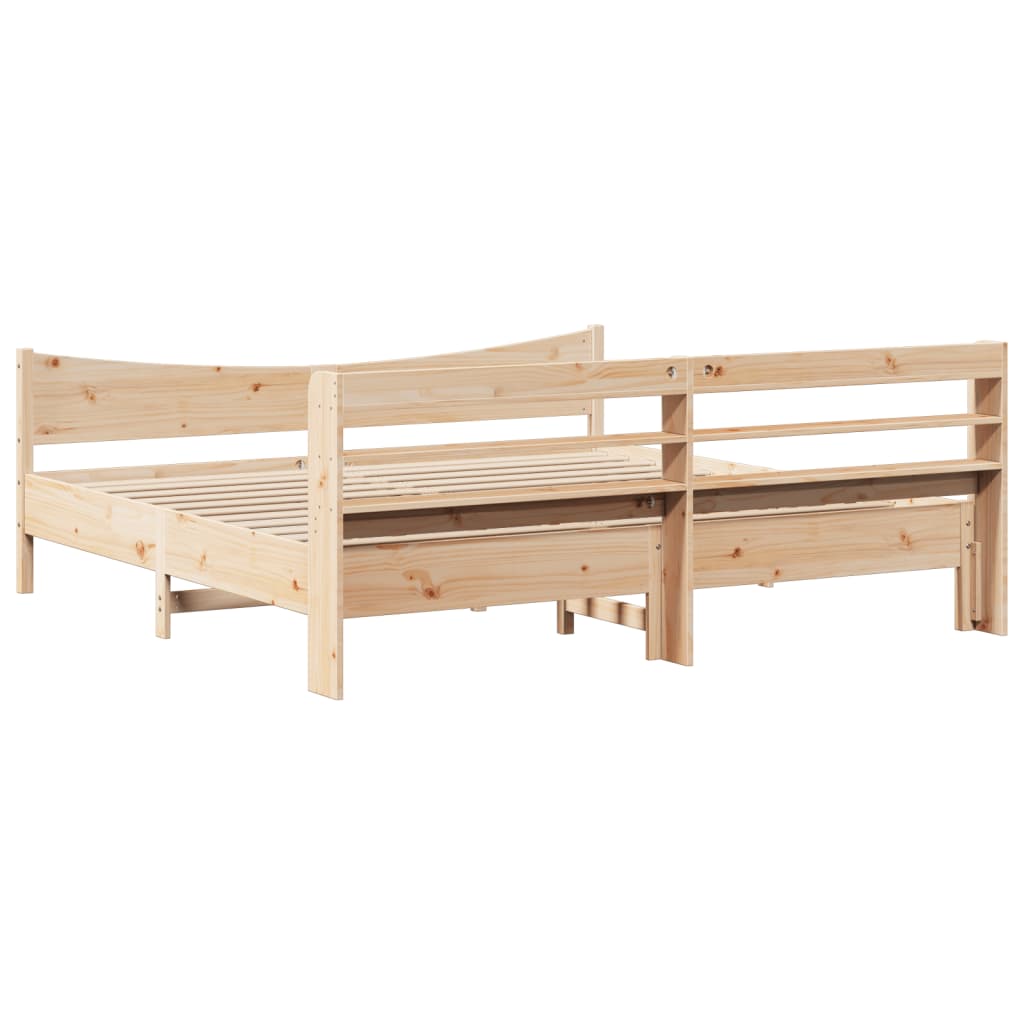 Bedframe met hoofdbord massief grenenhout 200x200 cm is nu te koop bij PeponiXL, paradijselijk wonen!